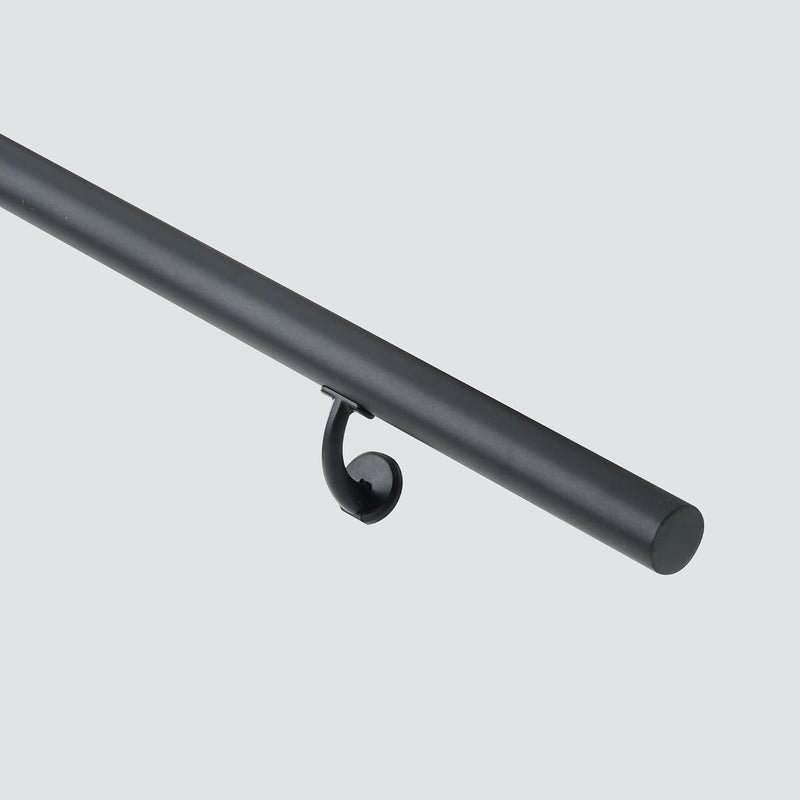 Picesa 6FT Modern Aluminum Handrail Set, handrails for Indoor Stairs,Deck,Slope, Wall Mounted Staircase handrails, Zink Alloy Brackets Included,Rust Free. (Matte Black, 6 FT) - Image 2